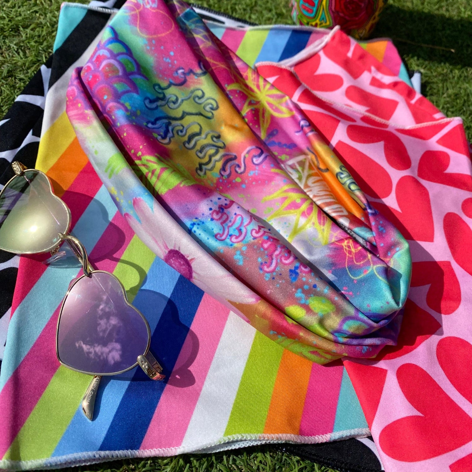 colorful wide headband with tropical print