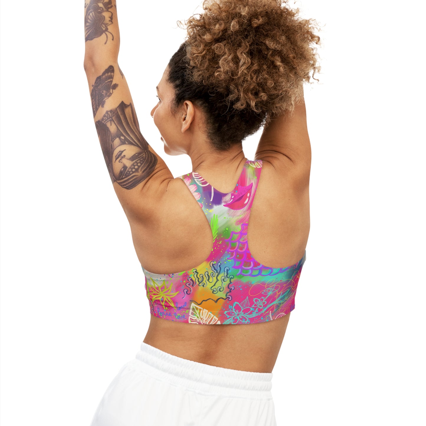 Light and Stretchy Seamless Sports Bra | Pink Tropical