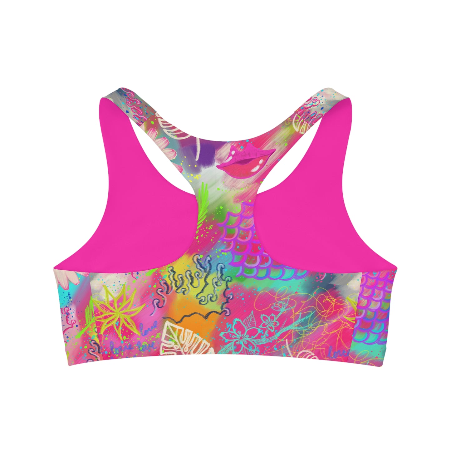 Light and Stretchy Seamless Sports Bra | Pink Tropical