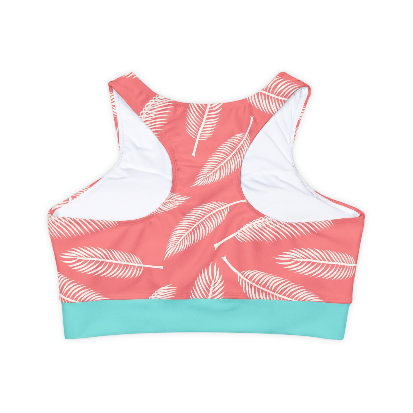 High-Neck Sports Bra | Tropical Leaves