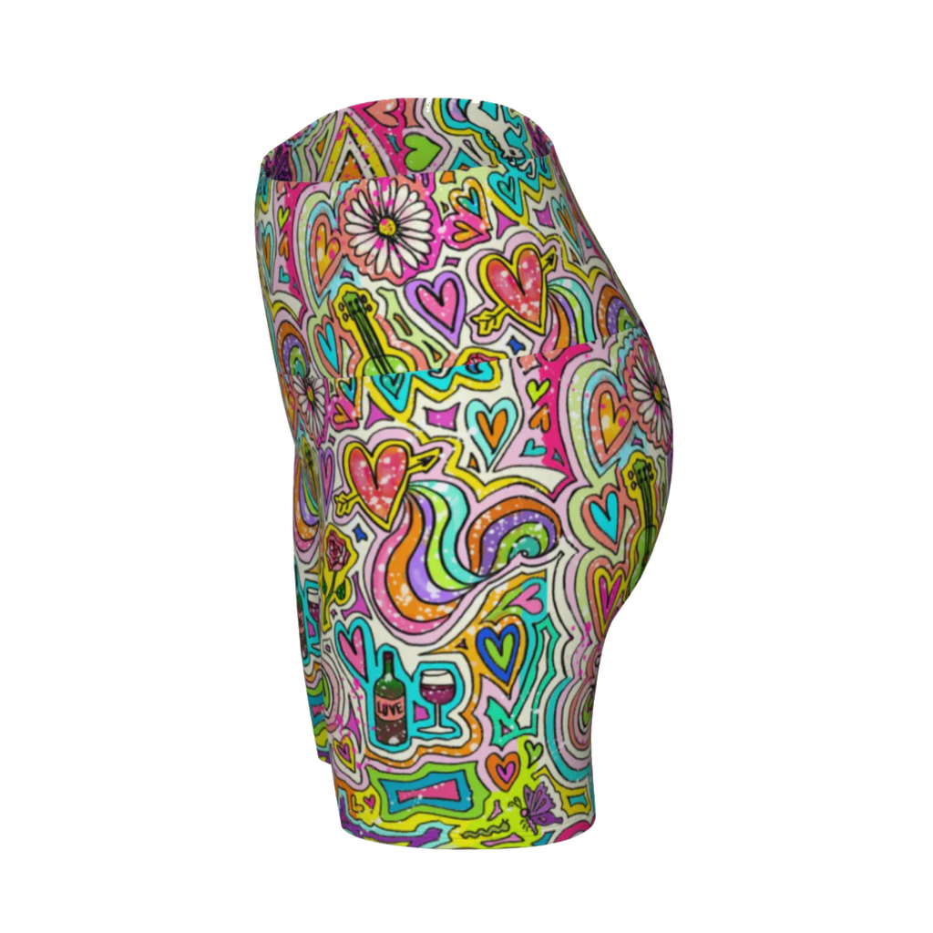Sculpting High-Waist Compression Yoga Shorts | Unicorns Flowers and Rainbows