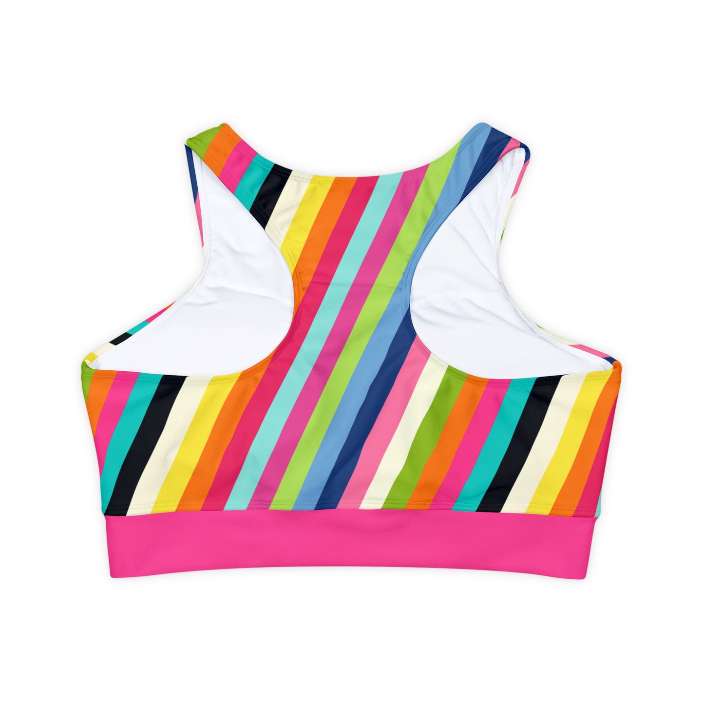 High-Neck Sports Bra | Colorful Stripes