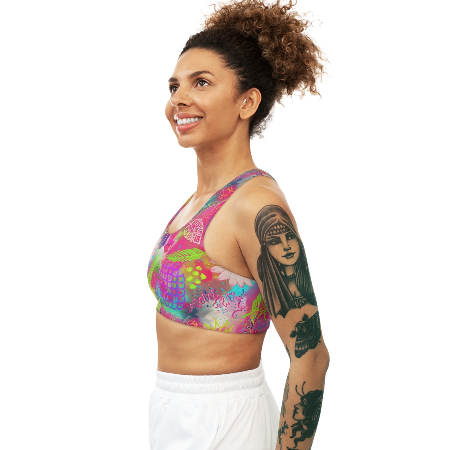 Light and Stretchy Seamless Sports Bra | Pink Tropical