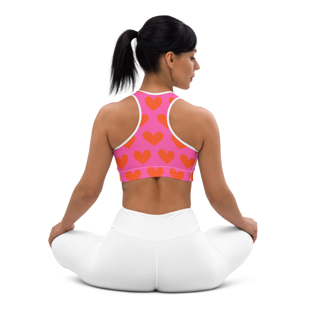 Strong and Supportive Classic Sports Bra | Orange Hearts
