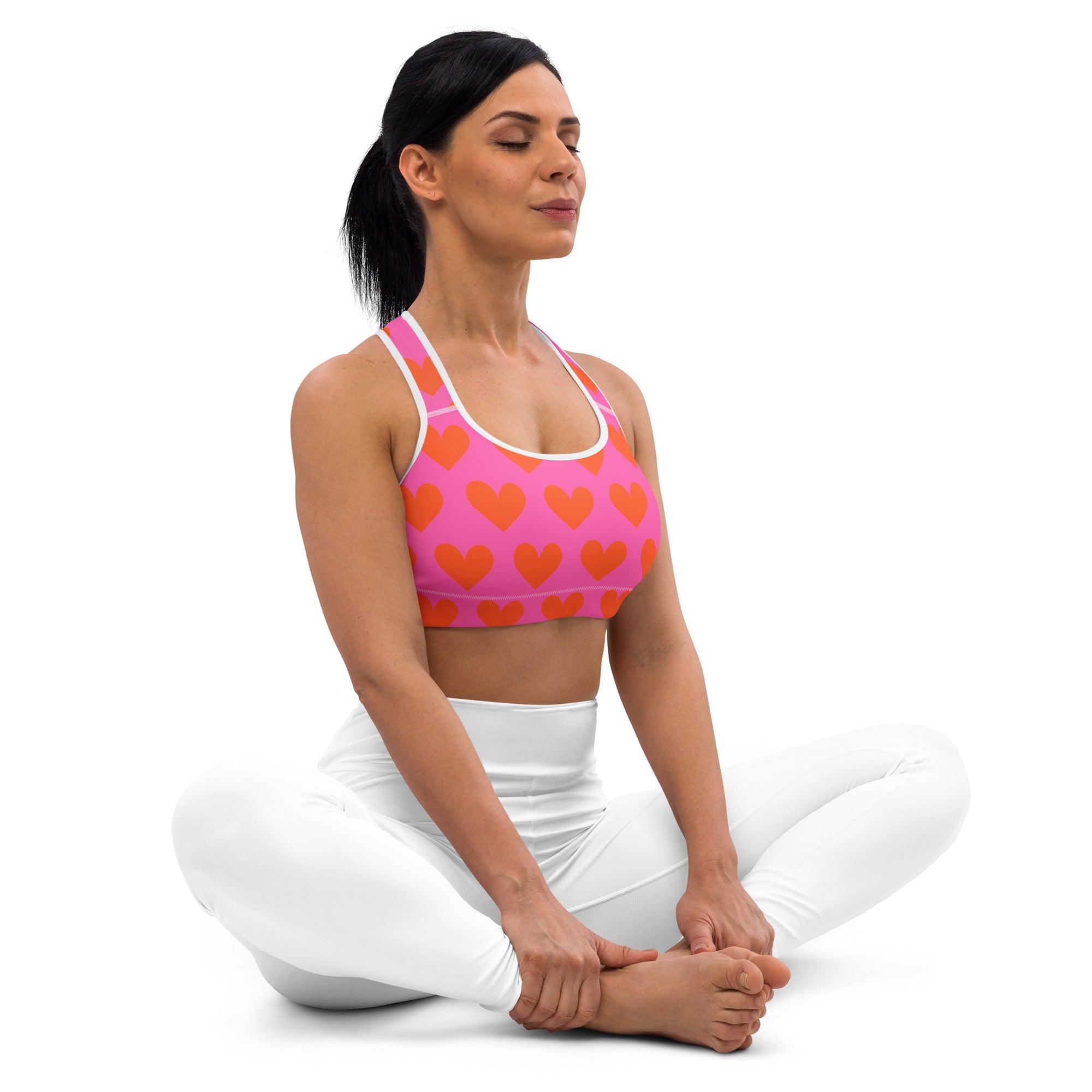 Strong and Supportive Classic Sports Bra | Orange Hearts