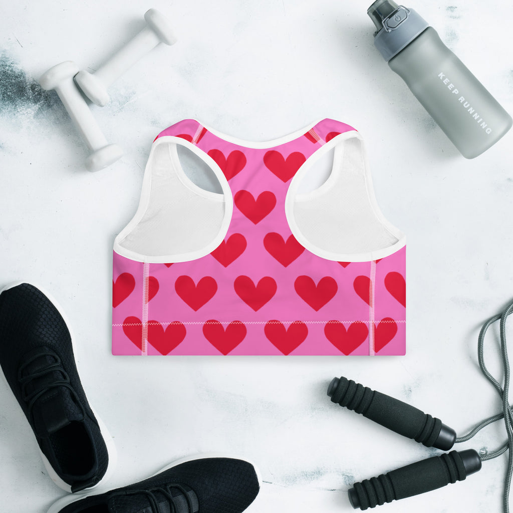 Strong and Supportive Classic Sports Bra | Pink Hearts