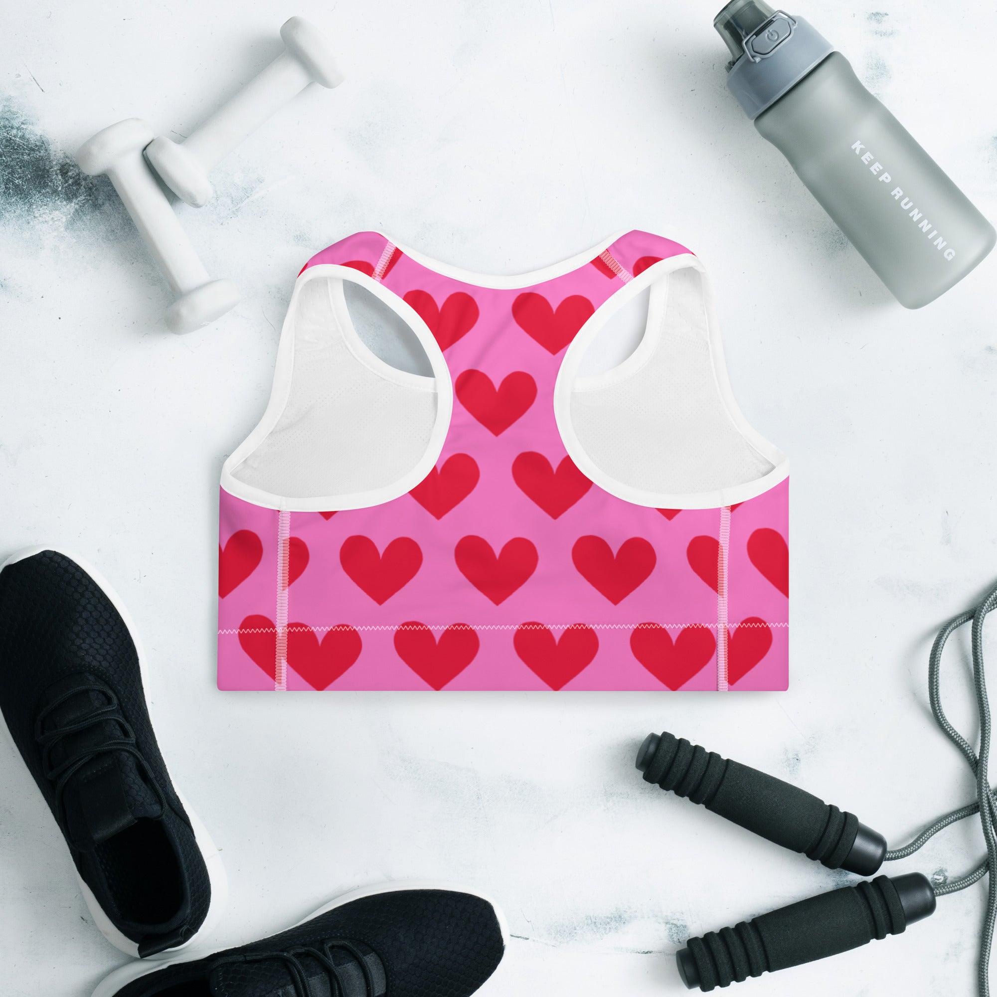 Strong and Supportive Classic Sports Bra | Pink Hearts