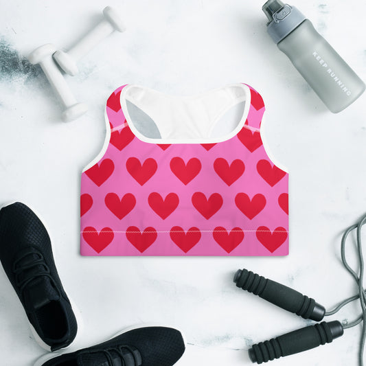 Strong and Supportive Classic Sports Bra | Pink Hearts