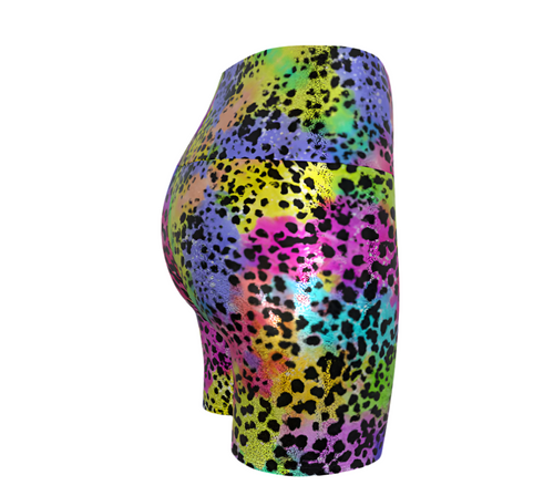 GLITTER Sculpting High-Waist Compression Yoga Shorts | Colorful Panther Dots