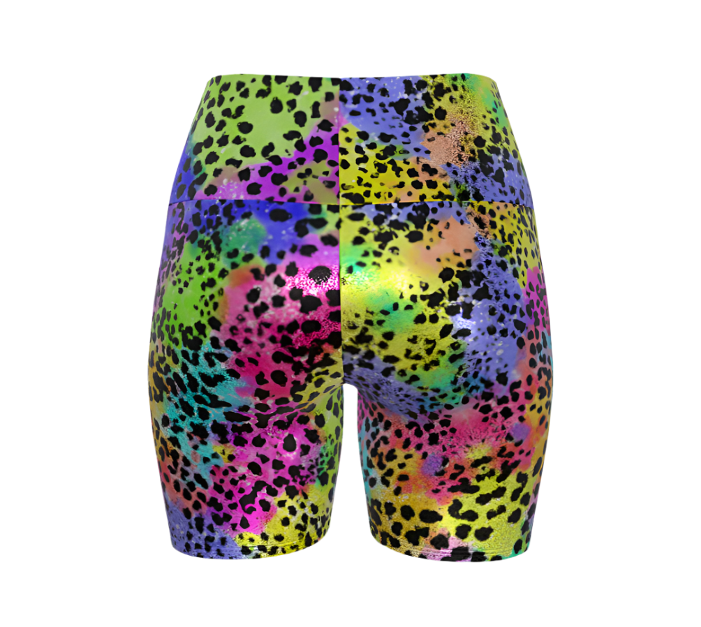 GLITTER Sculpting High-Waist Compression Yoga Shorts | Colorful Panther Dots