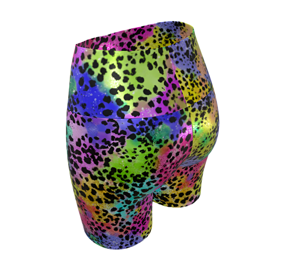 GLITTER Sculpting High-Waist Compression Yoga Shorts | Colorful Panther Dots