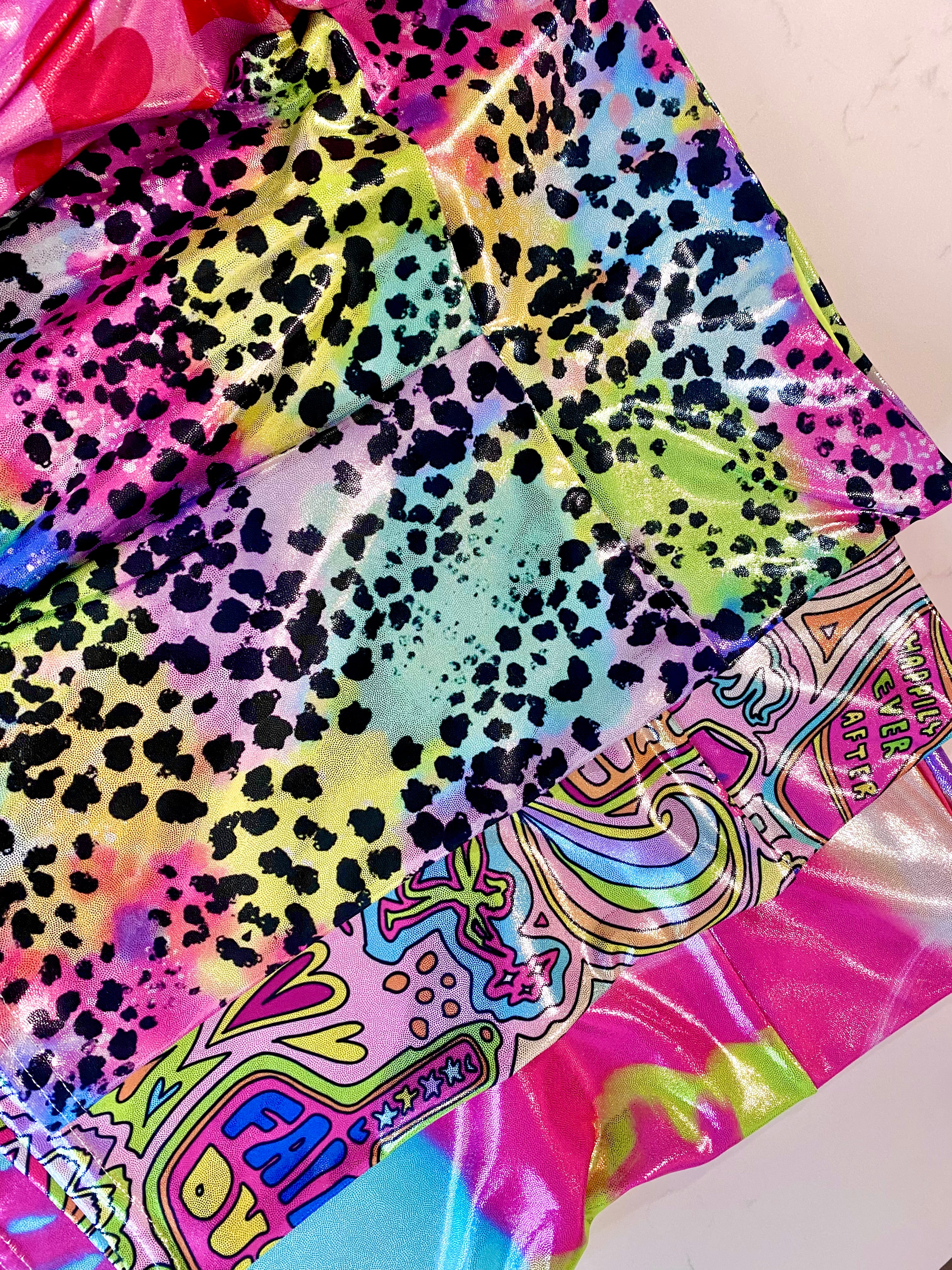 GLITTER Sculpting High-Waist Compression Yoga Shorts | Colorful Panther Dots
