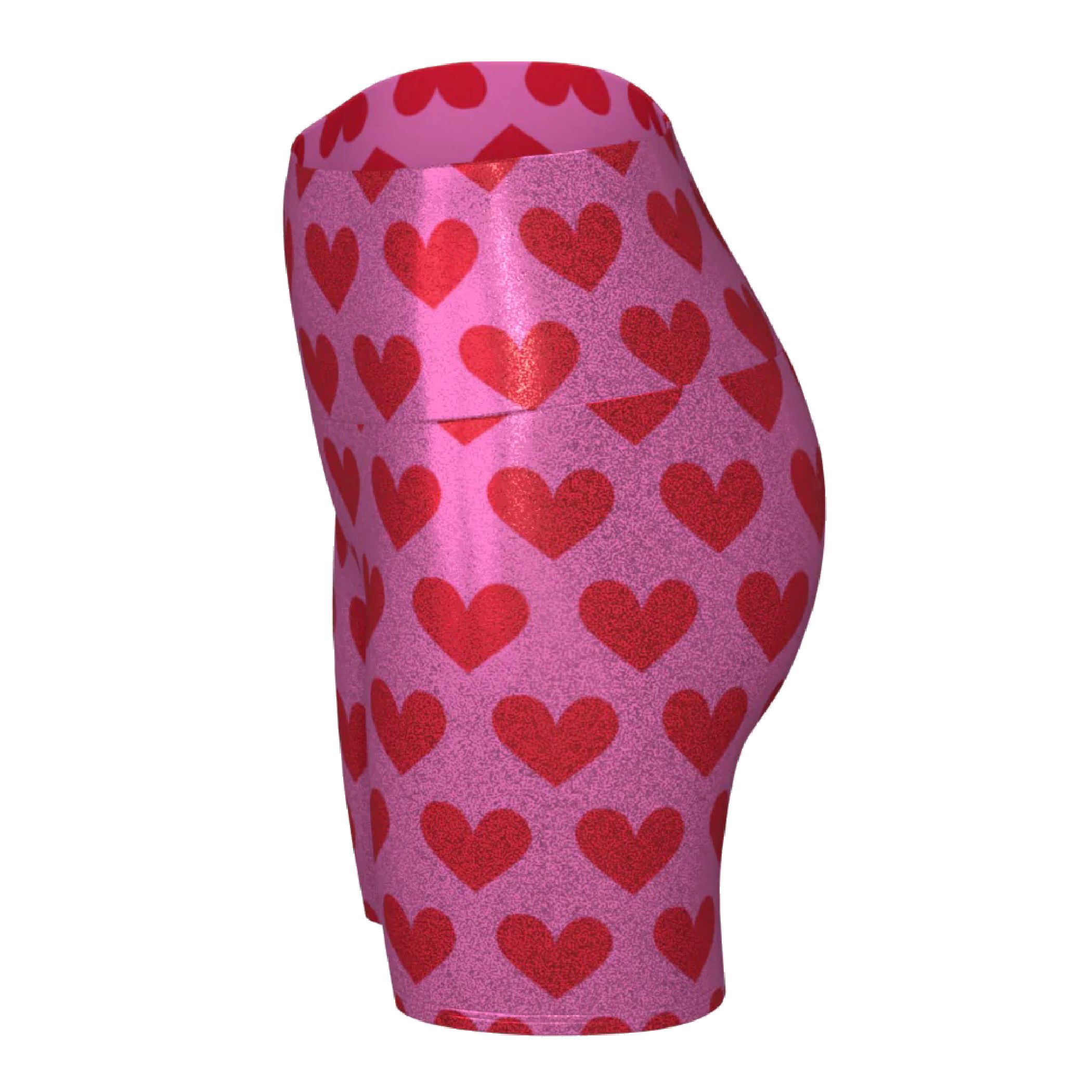 GLITTER Sculpting High-Waist Compression Yoga Shorts | Pink & Red Hearts