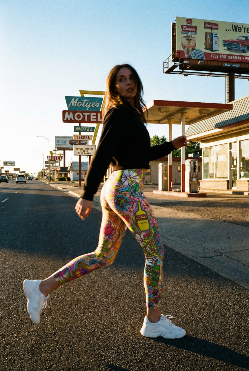 With Pockets! High-Rise Recycled Yoga Leggings | Fairytale Colorful Print