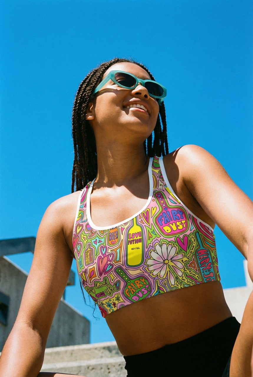 Classic Sports Bra | Fairytale Colorful Print