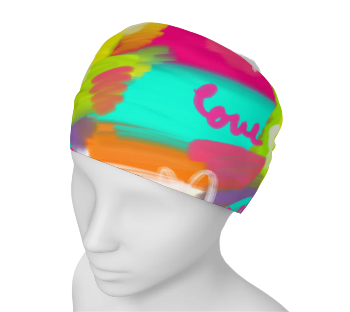 Wide headband with vibrant colorful print