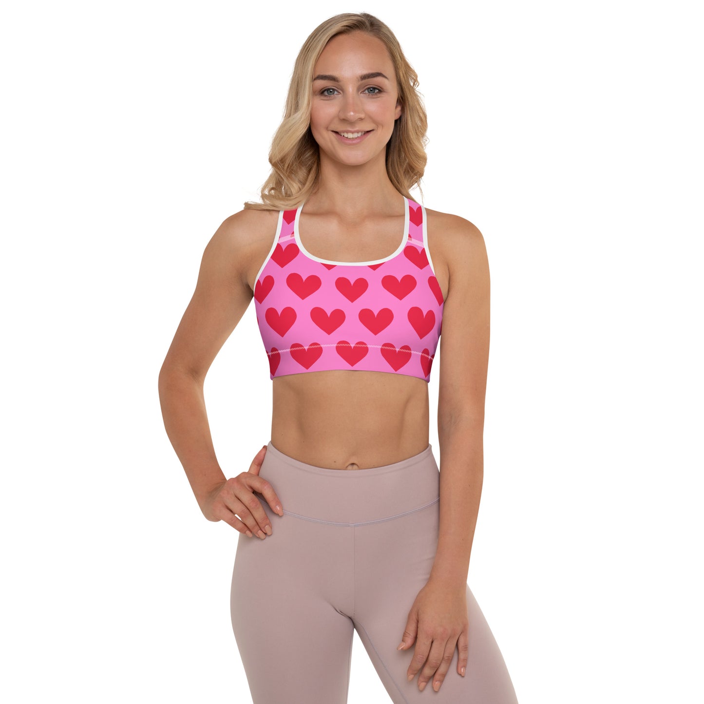 Strong and Supportive Classic Sports Bra | Pink Hearts