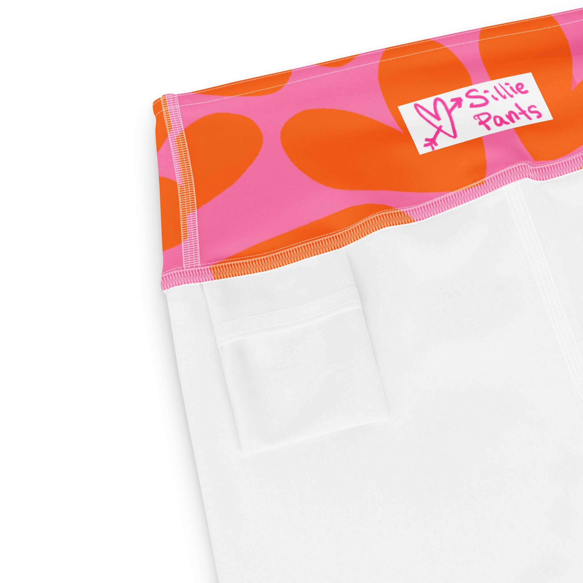 Marshmallow Soft Stretch High-Rise Yoga Leggings | Pink and Orange Hearts