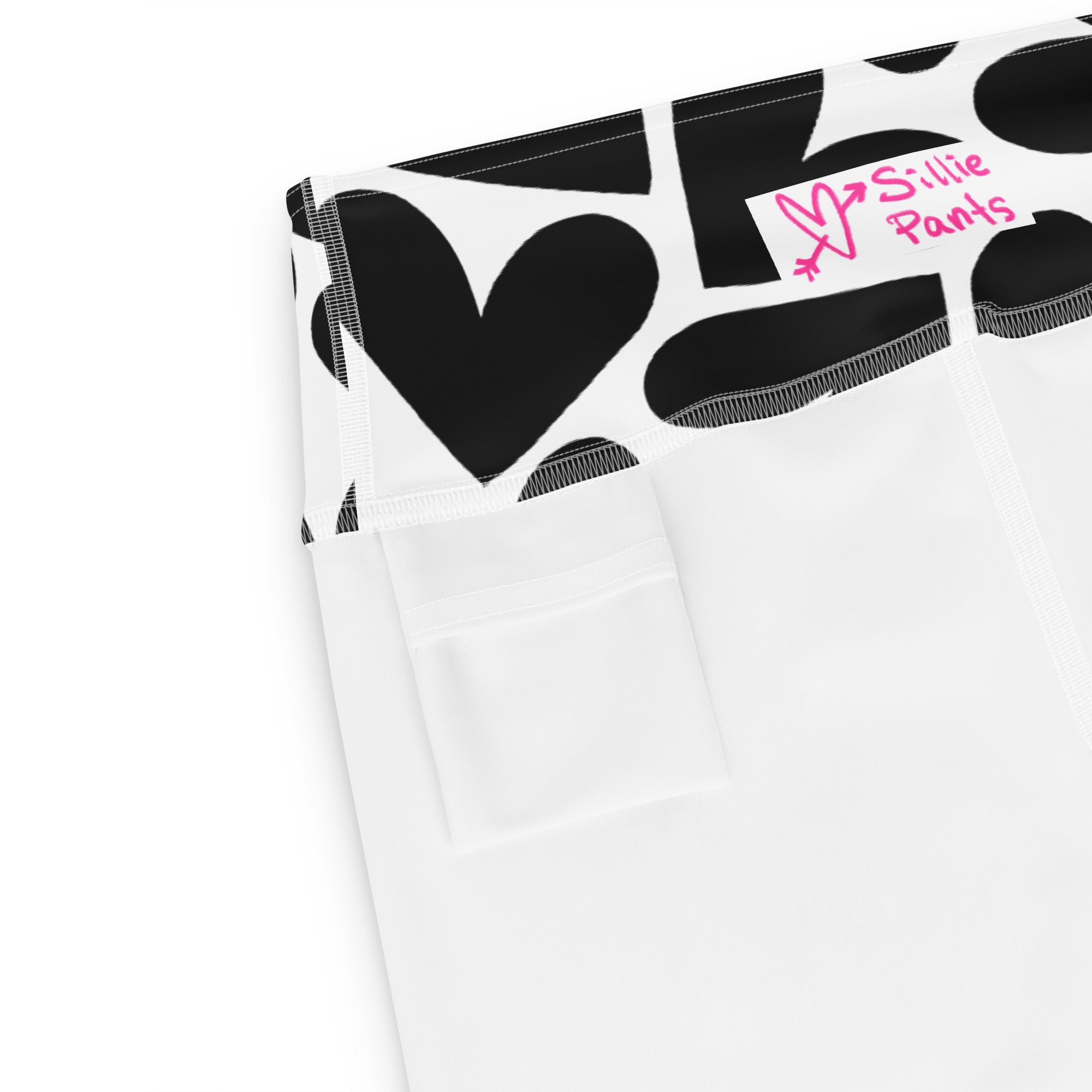 Marshmallow Soft Stretch High-Rise Yoga Leggings | Black and White Hearts