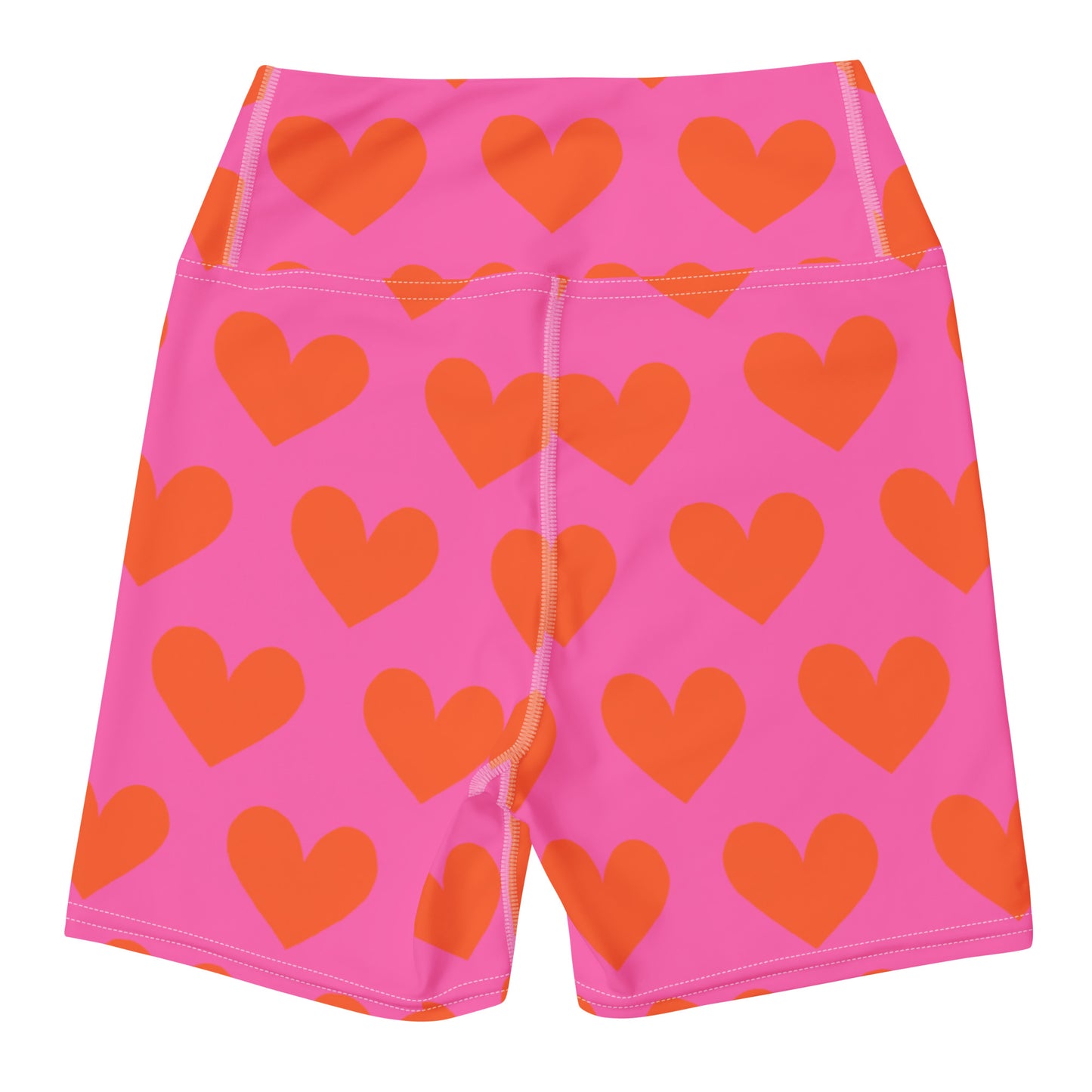 Buttery Soft High-Waisted Yoga Shorts | Orange Hearts