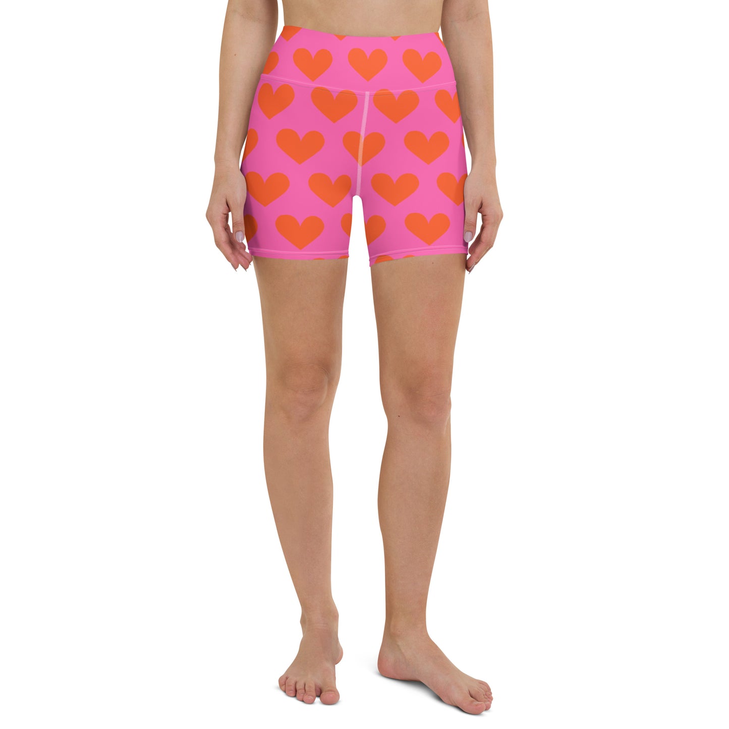 Buttery Soft High-Waisted Yoga Shorts | Orange Hearts