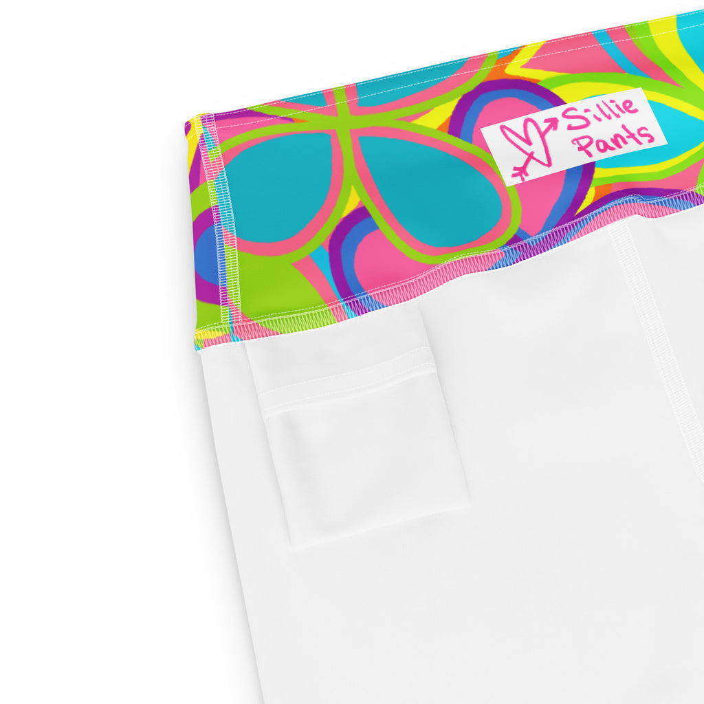 Marshmallow Soft Stretch High-Rise Yoga Shorts | Turquoise Pink Green Flowers
