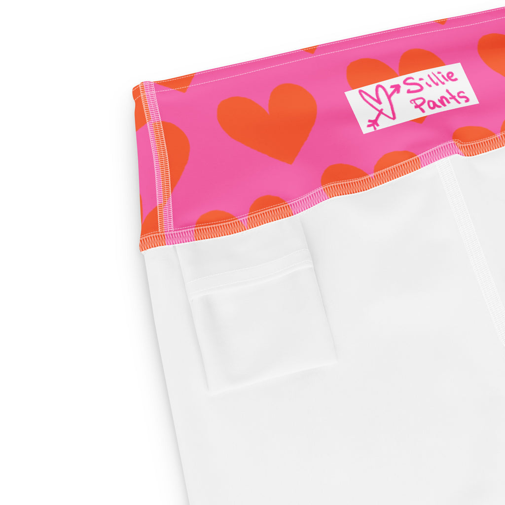 Marshmallow Soft Stretch High-Rise Yoga Shorts | Orange Hearts