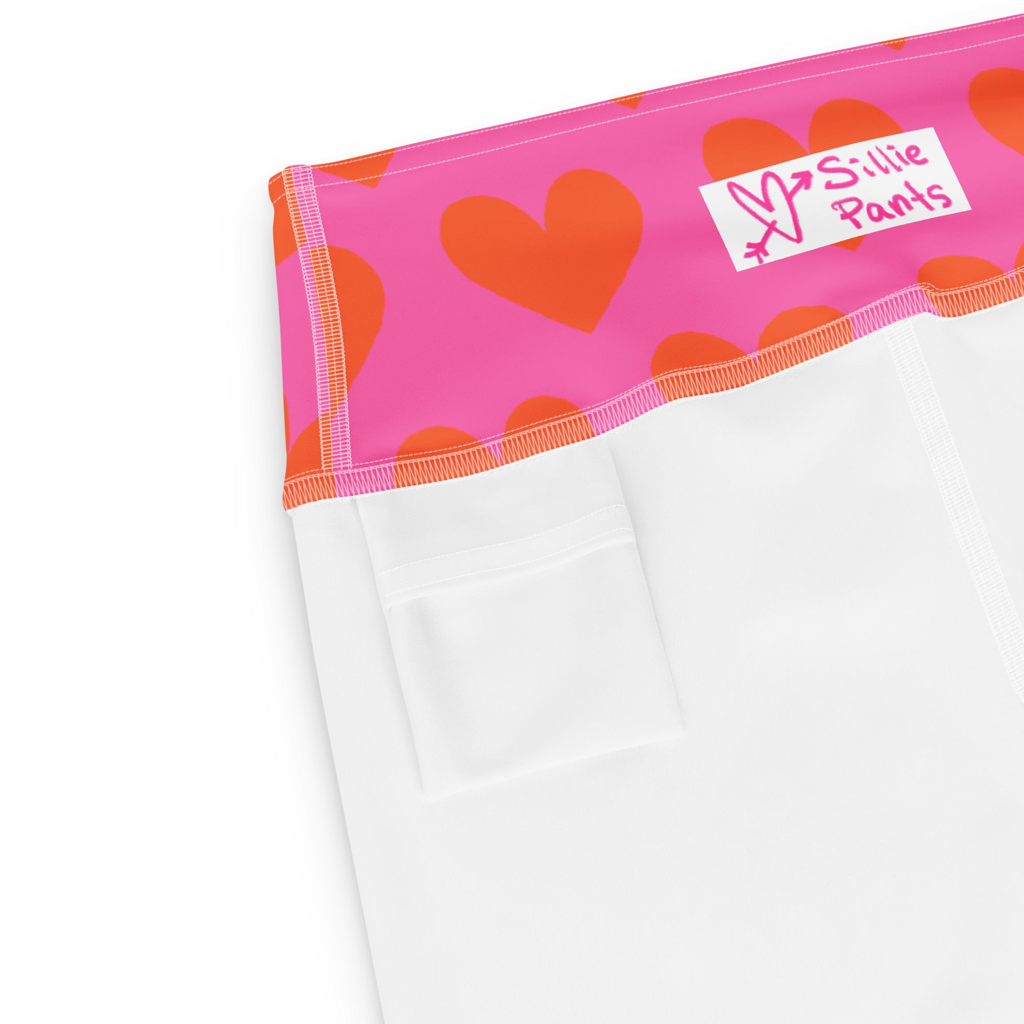 Marshmallow Soft Stretch High-Rise Yoga Shorts | Orange Hearts