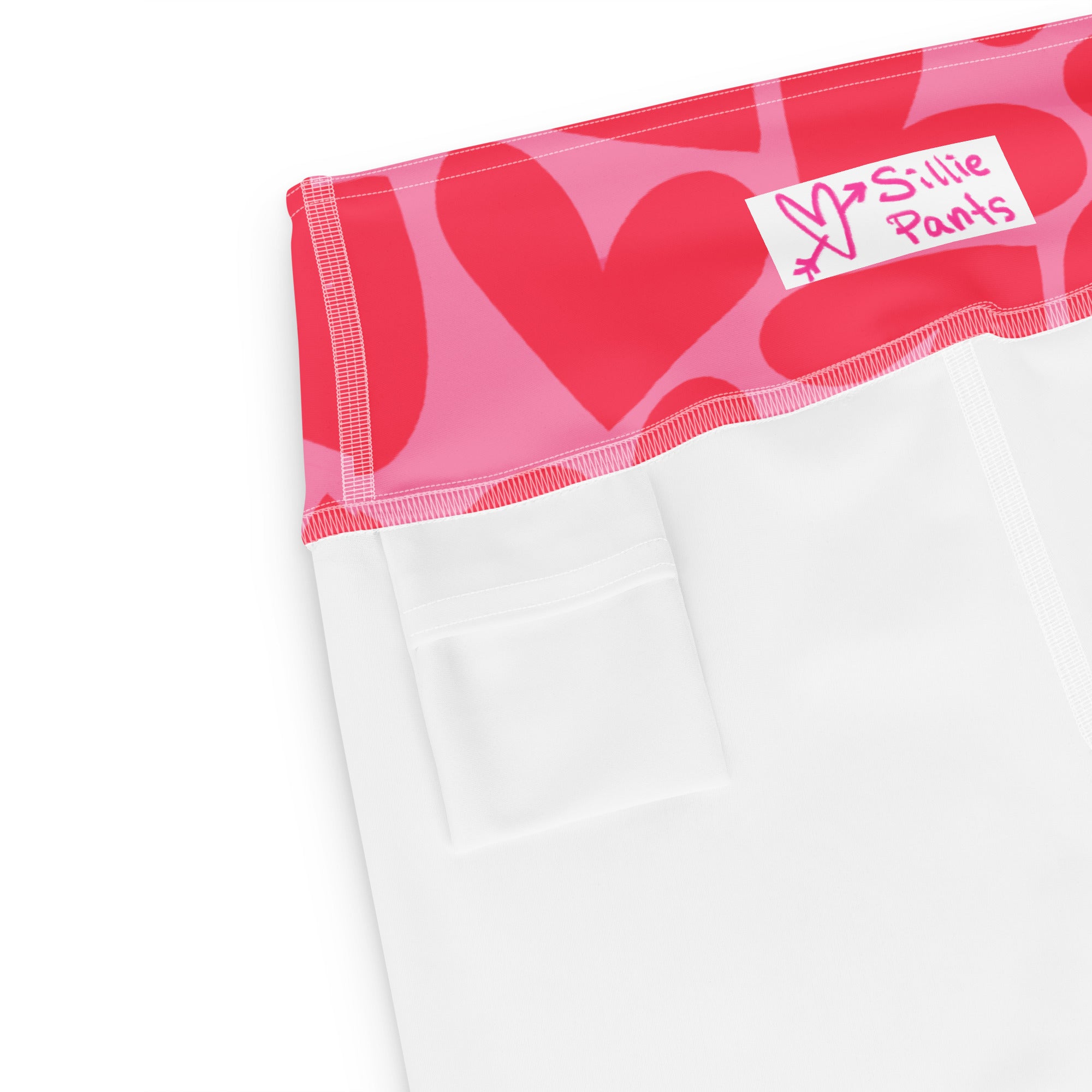 Marshmallow Soft Stretch High-Rise Yoga Shorts | Pink Hearts