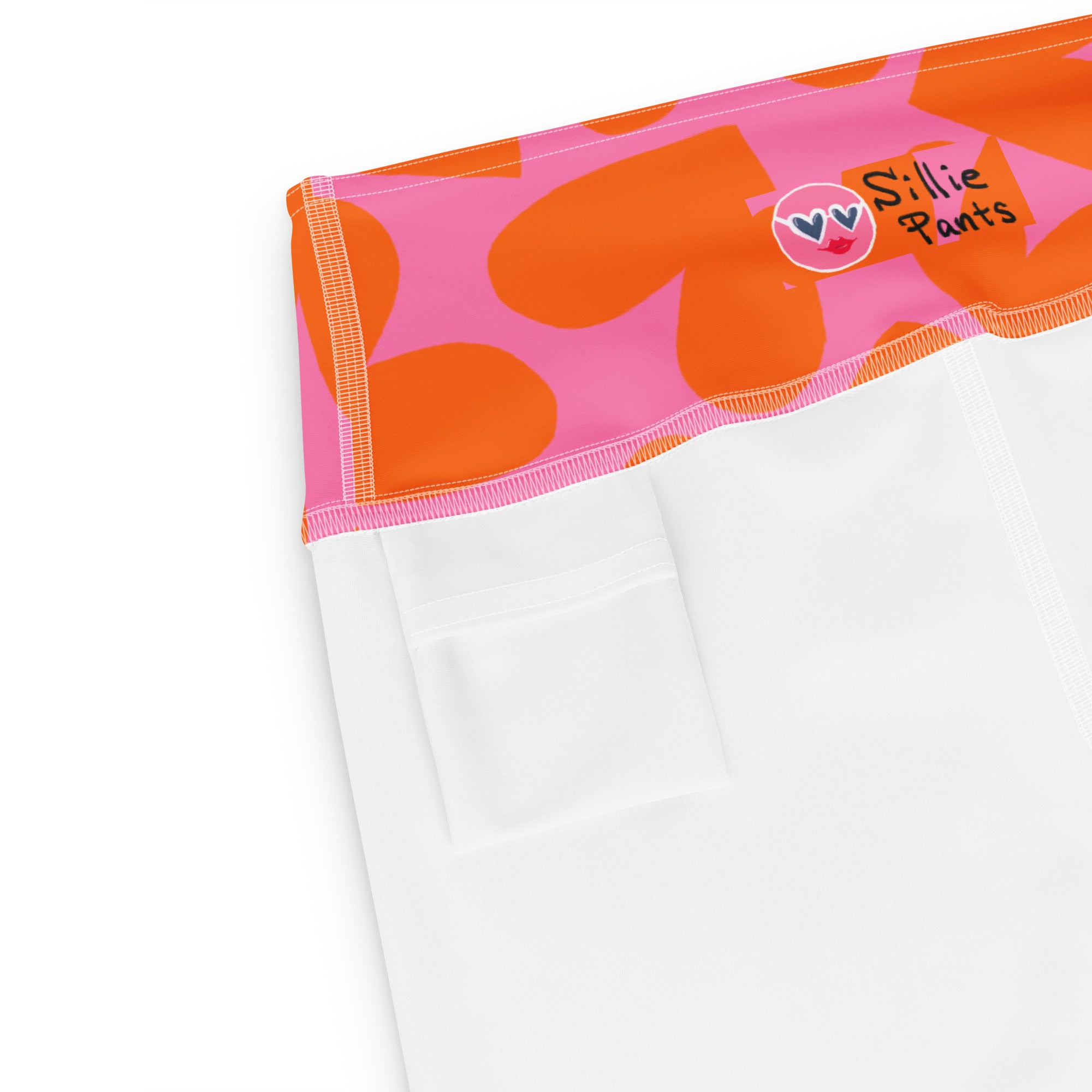 Soft Stretch High-Rise Yoga Shorts | Orange Hearts Print