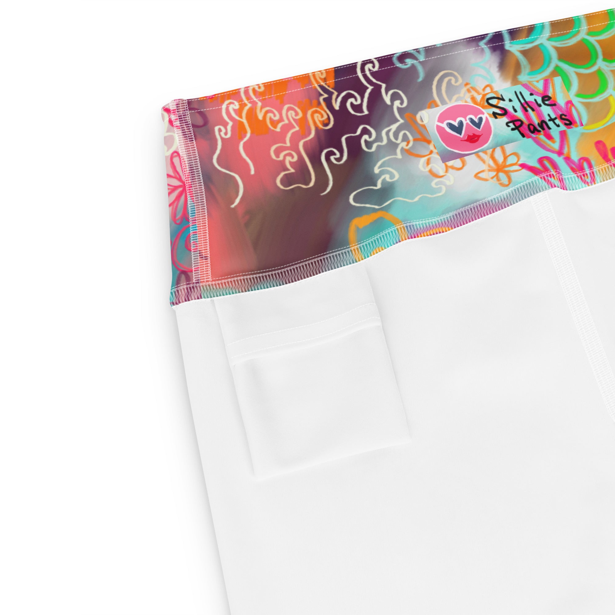 Soft Stretch High-Rise Yoga Shorts | Peace Love and Sakura Colorful Print