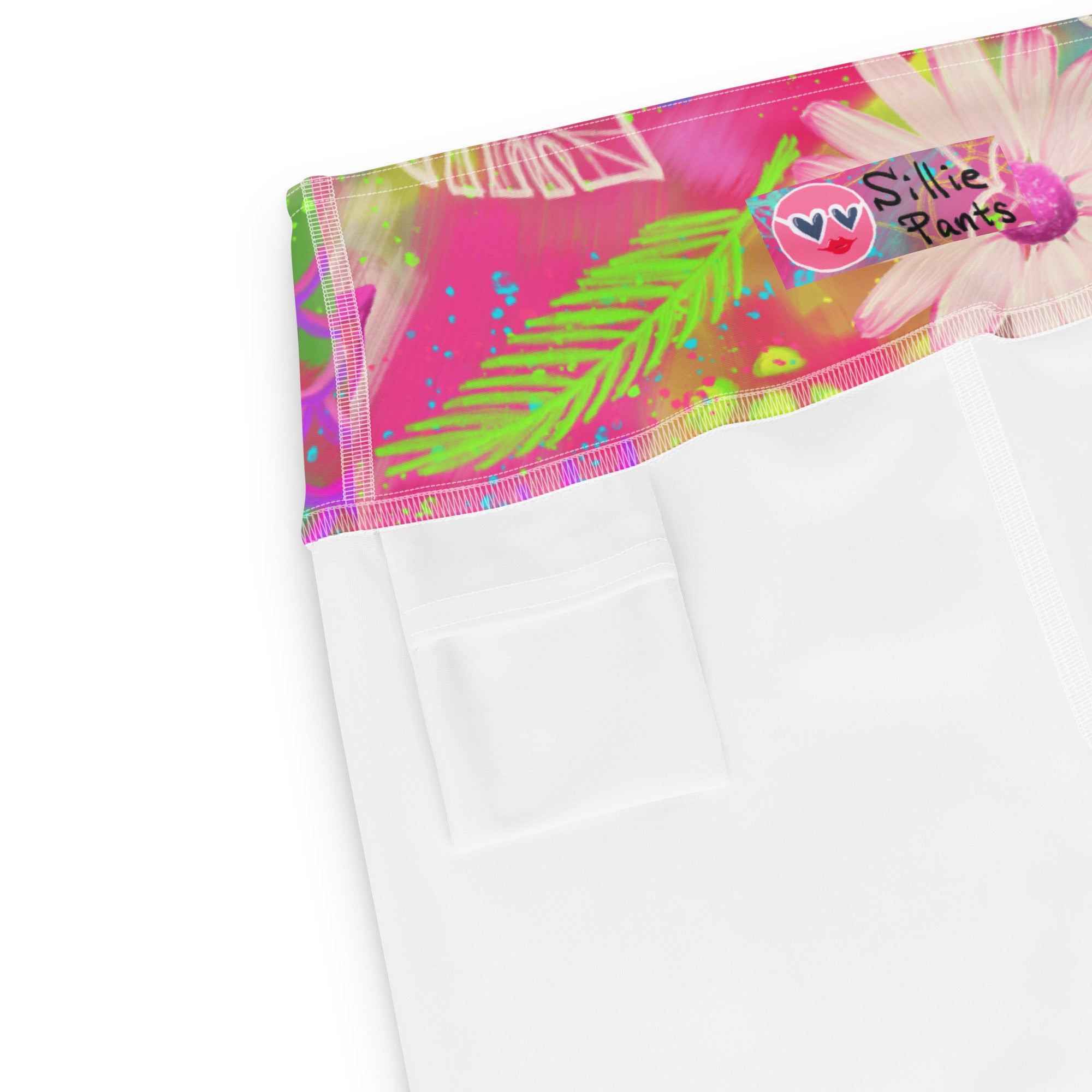 Soft Stretch High-Rise Yoga Shorts | Pink Tropical Colorful Print