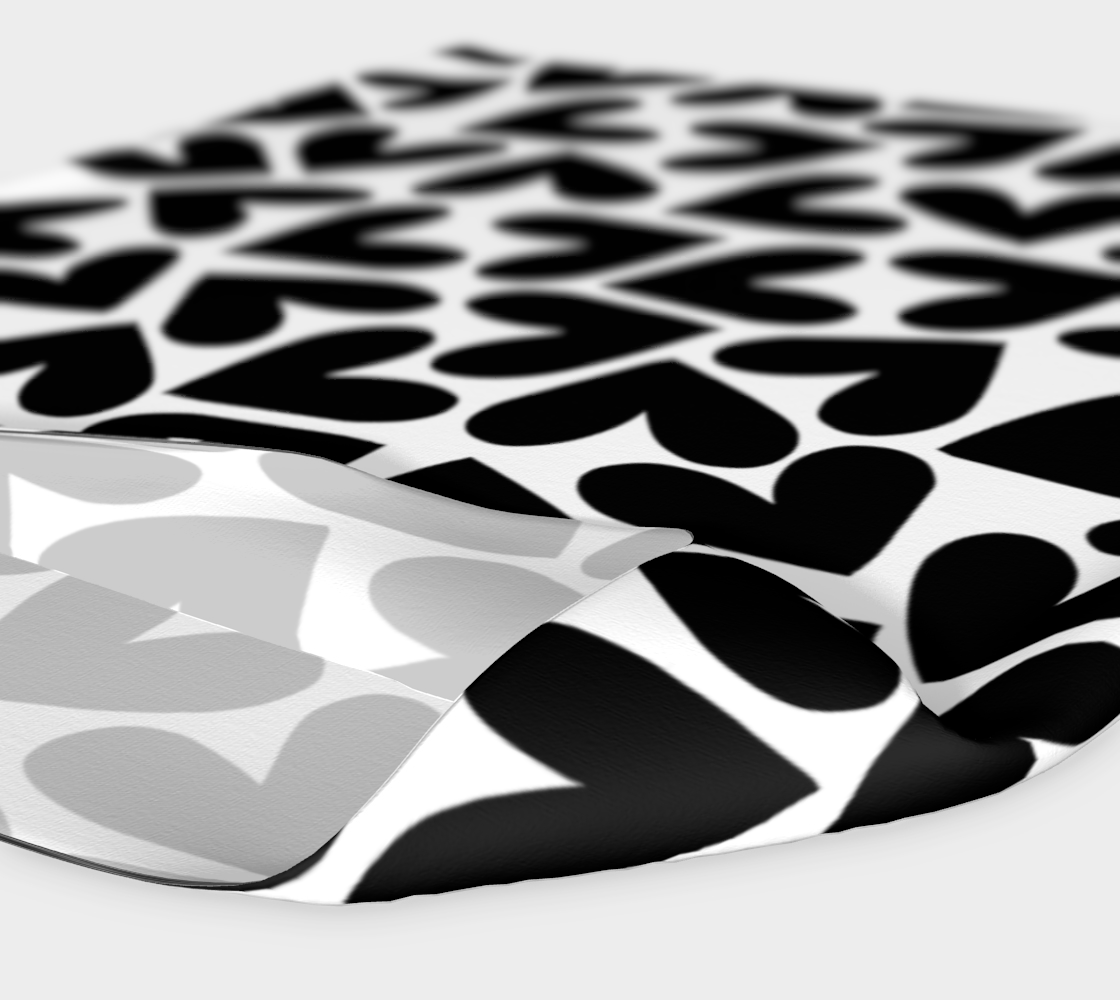 Black and white hearts wide headband flat