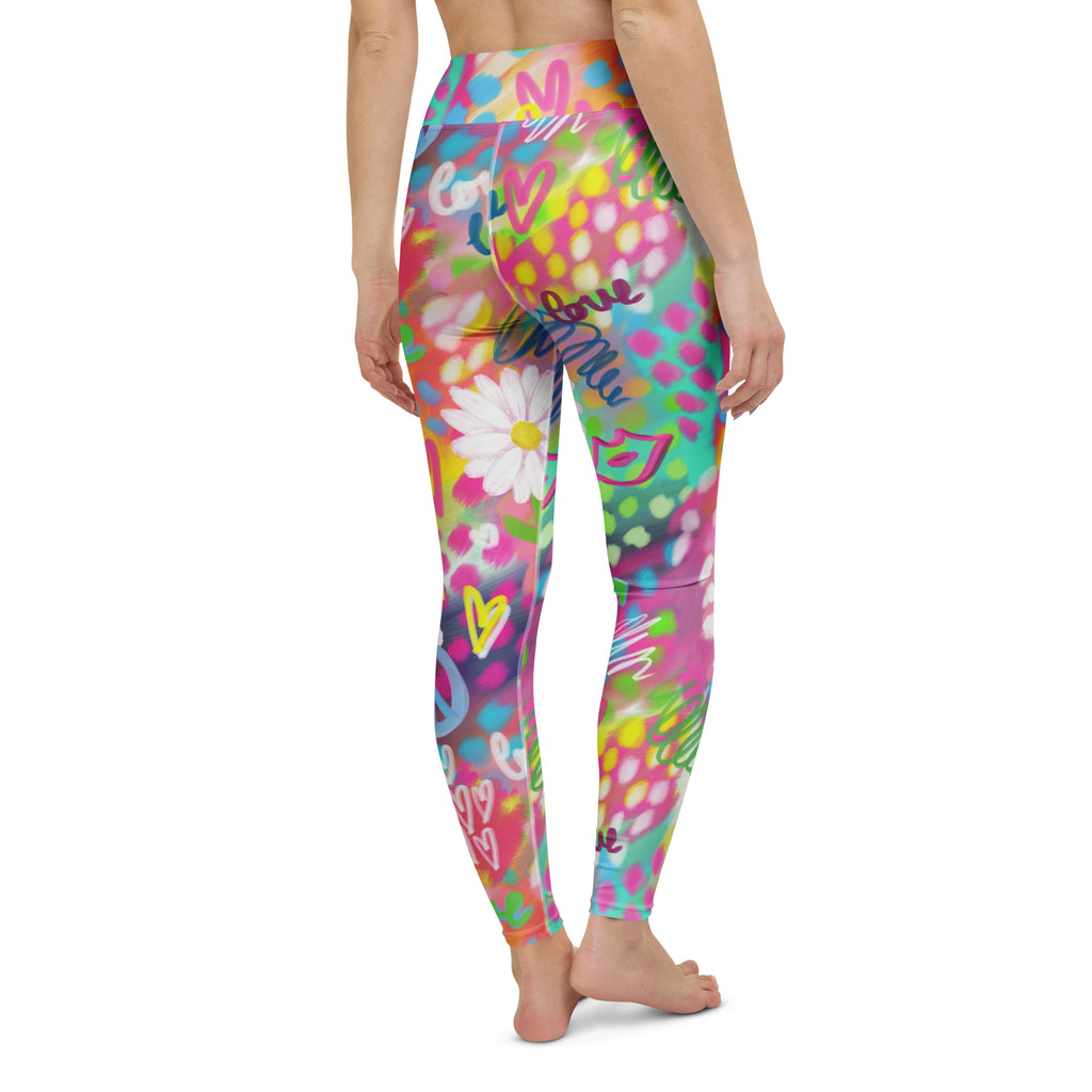 Yoga leggings with colorful dreamy print back view