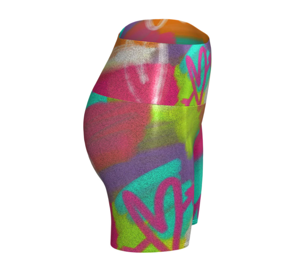 Colorful glitter shorts on a white background