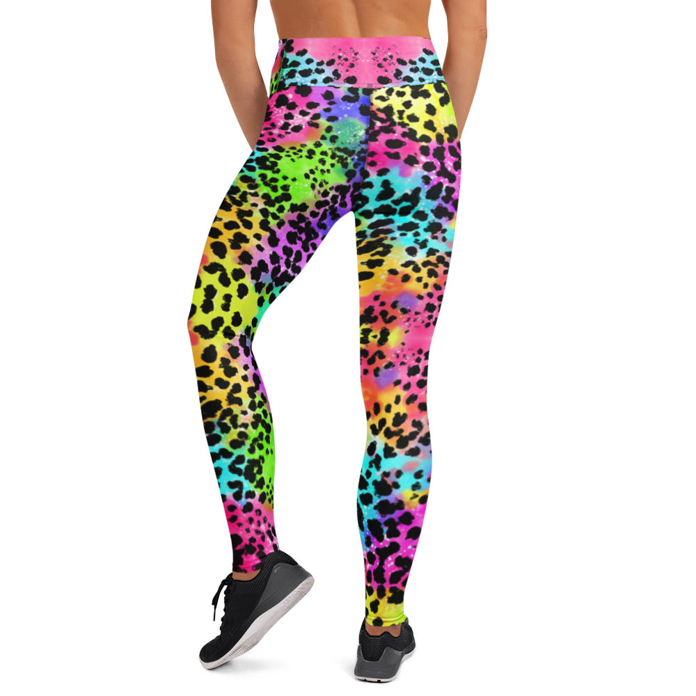 Colorful animal print yoga leggings back view 2