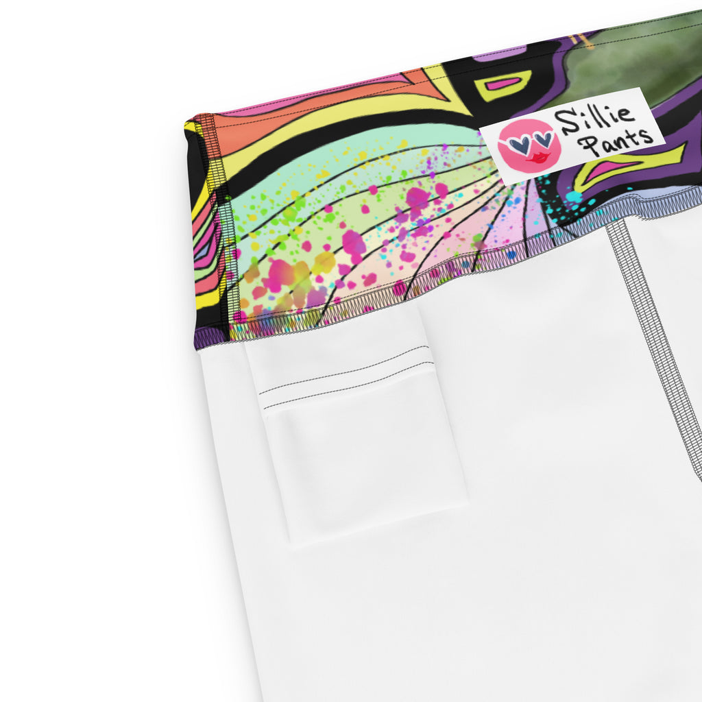 Colorful shorts with fairy dust design print and inside pocket.