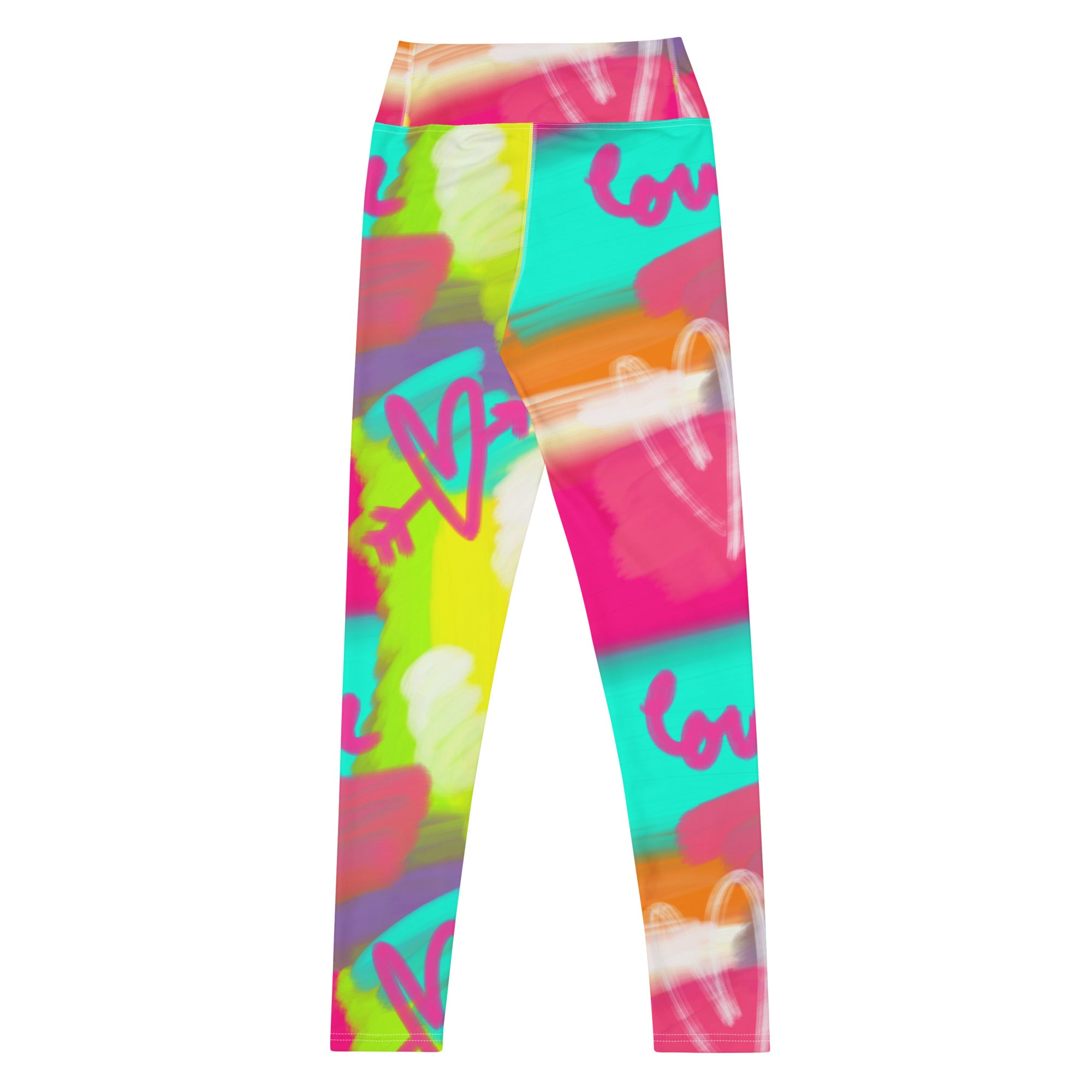 Colorful soft yoga leggings with lovestruck print, back side