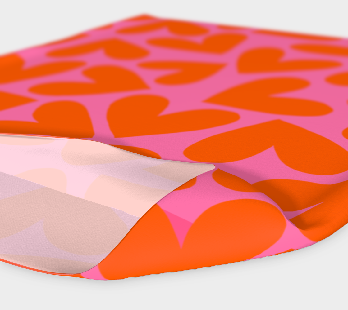 Orange and pink headband with hearts patterns, flat
