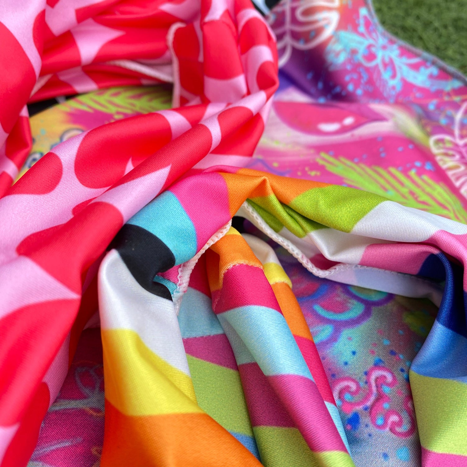 colorful headbands fabric close up