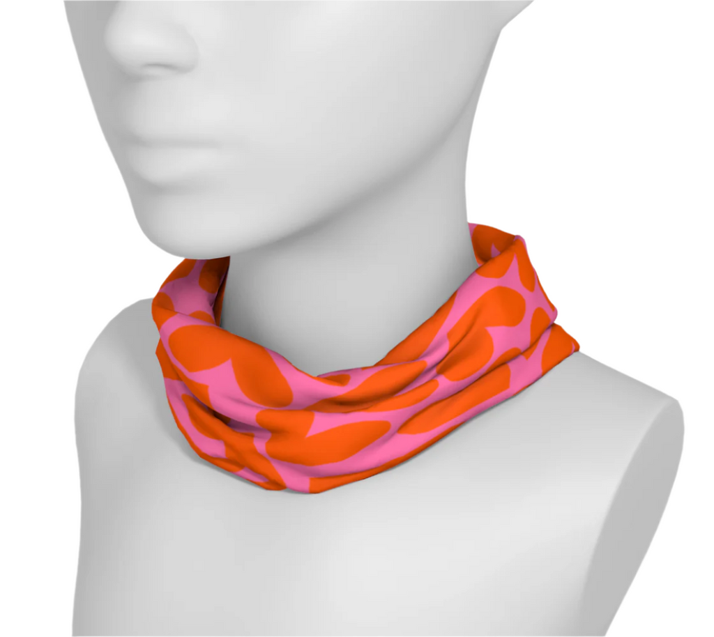 colorful wide headband pink and orange hearts