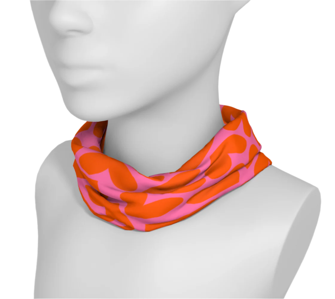 colorful wide headband pink and orange hearts