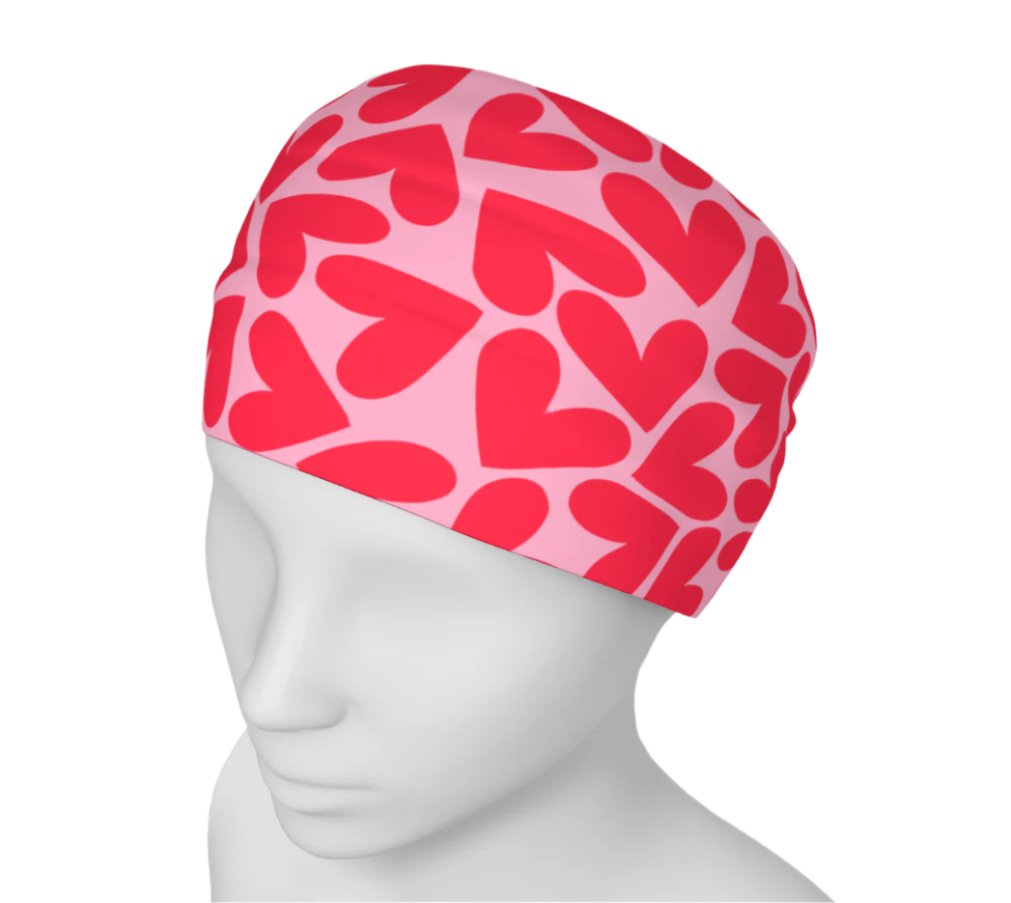 cute wide headband pink hearts