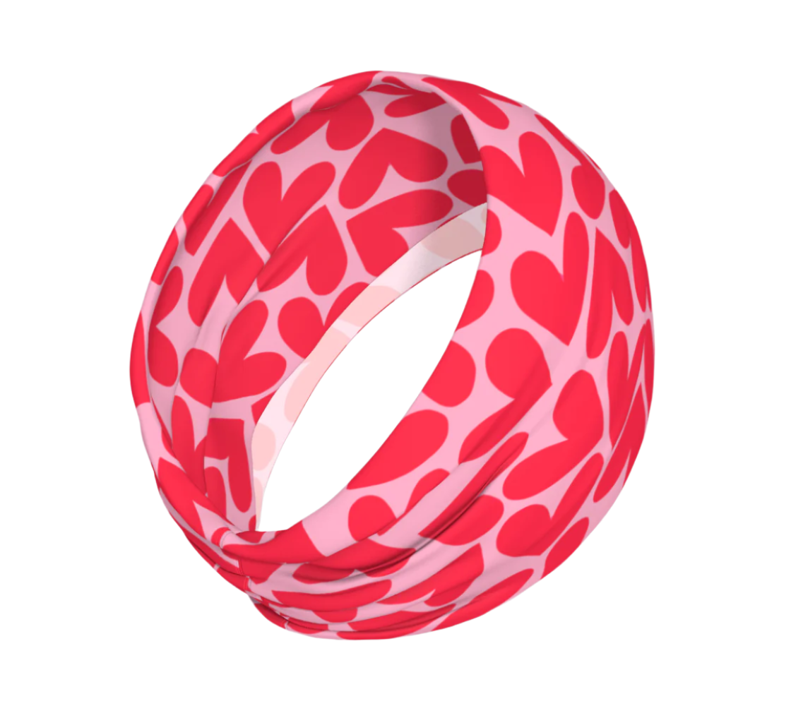 cute wide headband pink hearts