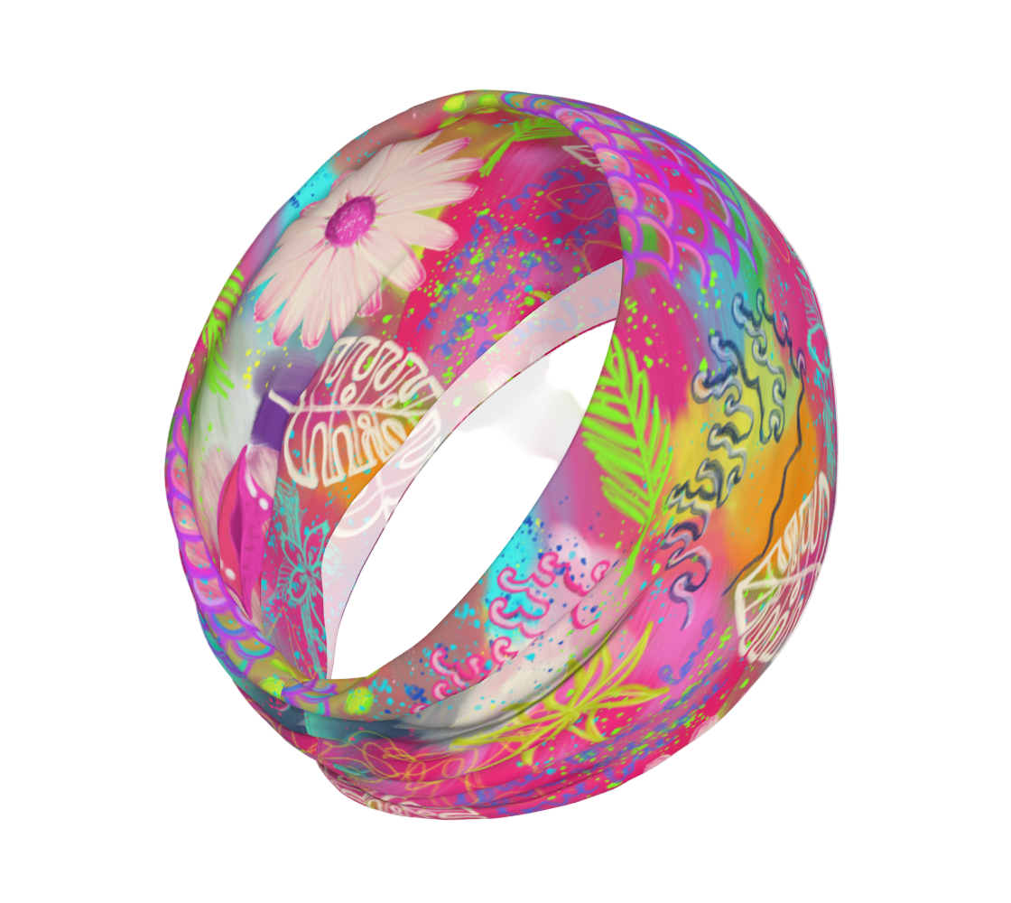 pink tropical print wide headband 2