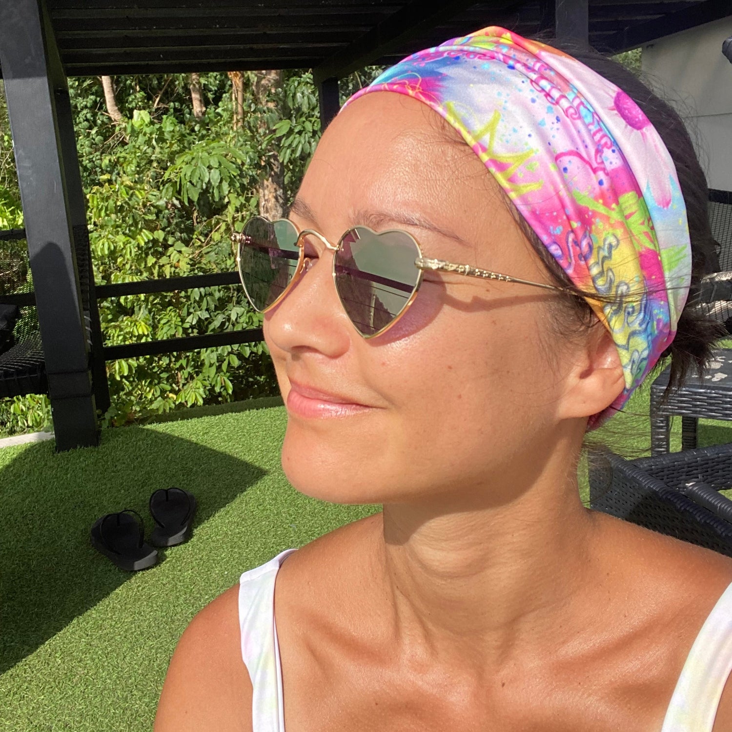 pink tropical print wide headband 4