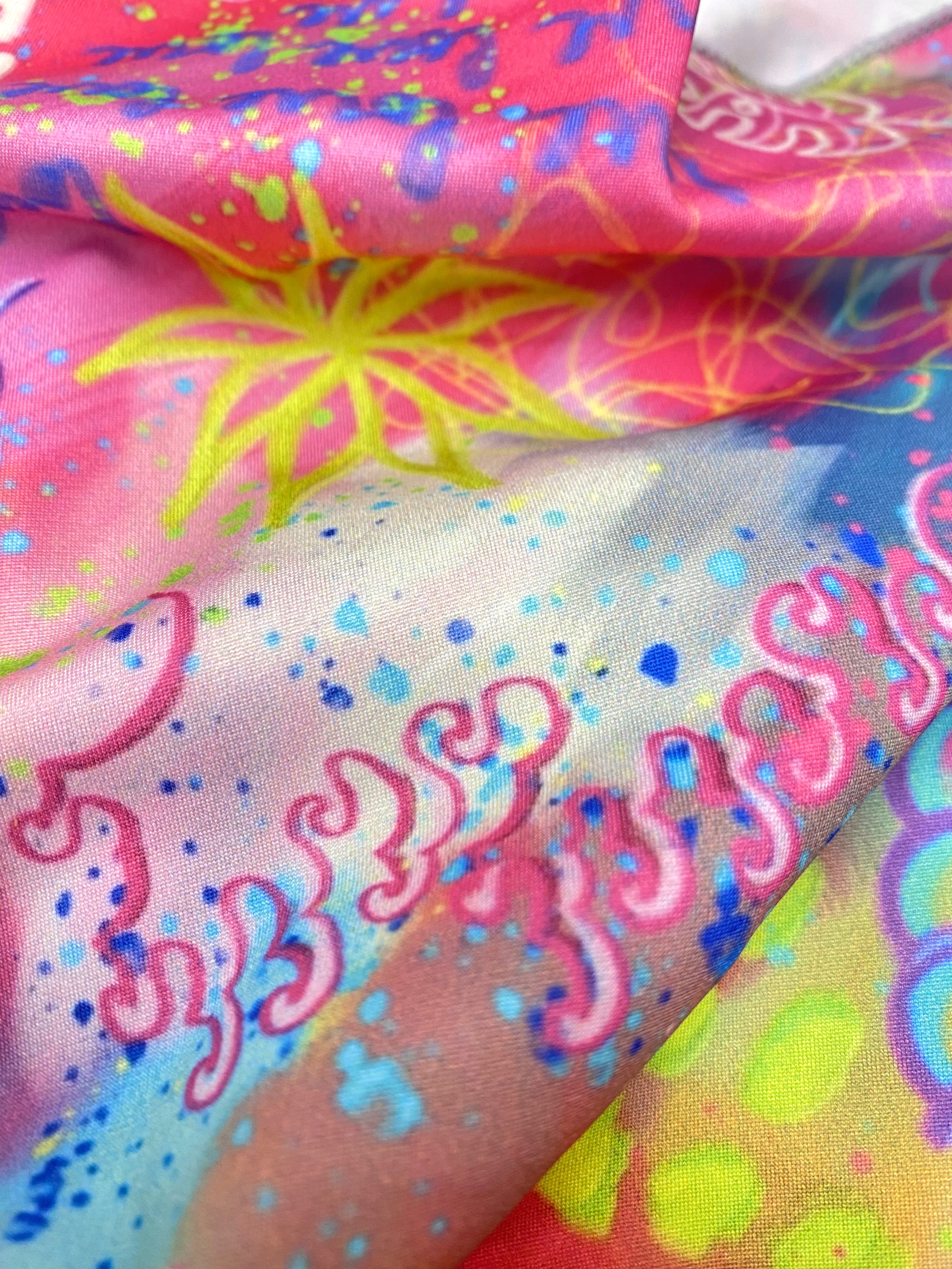 pink tropical print wide headband closeup