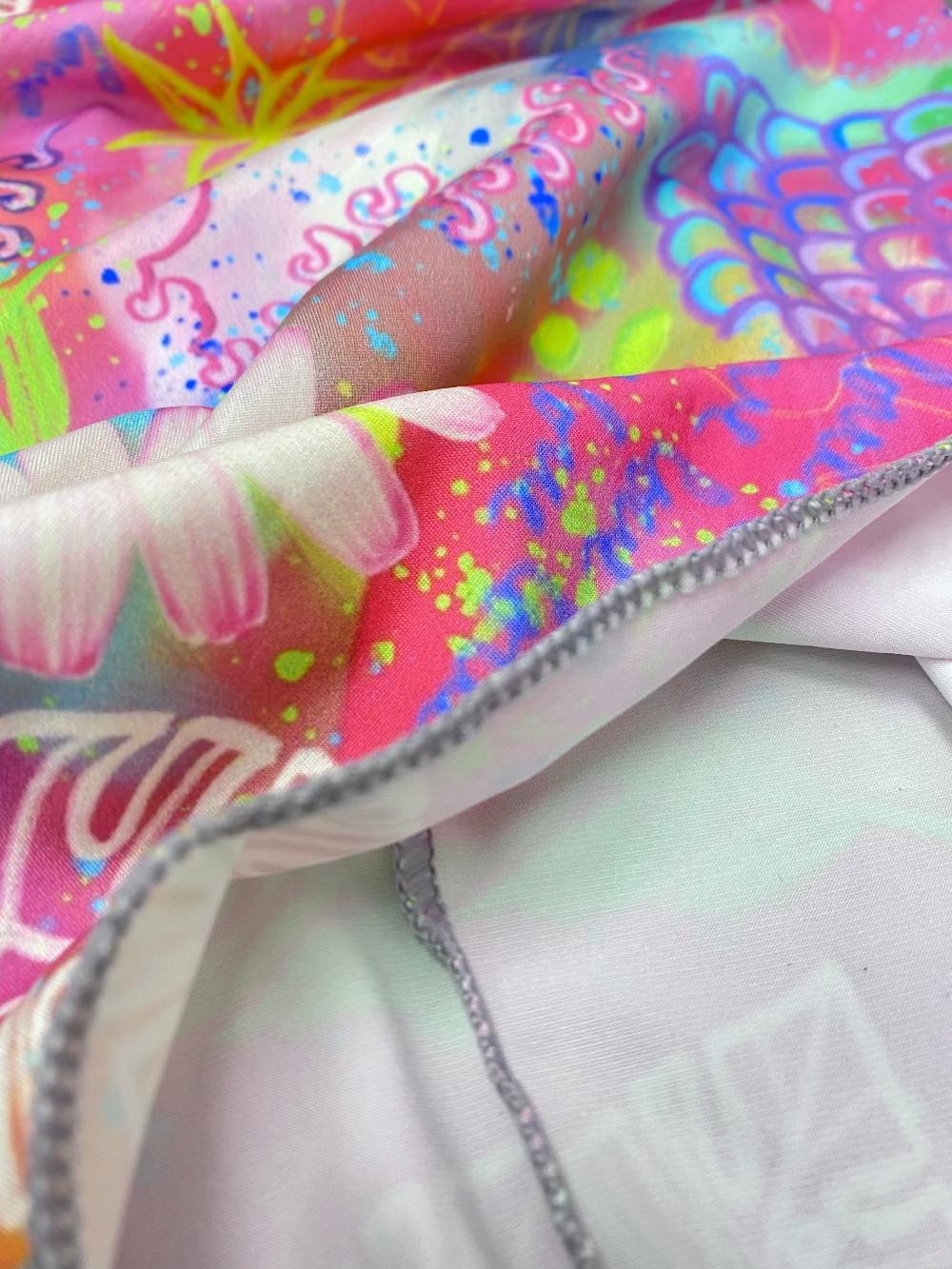 pink tropical print wide headband detail