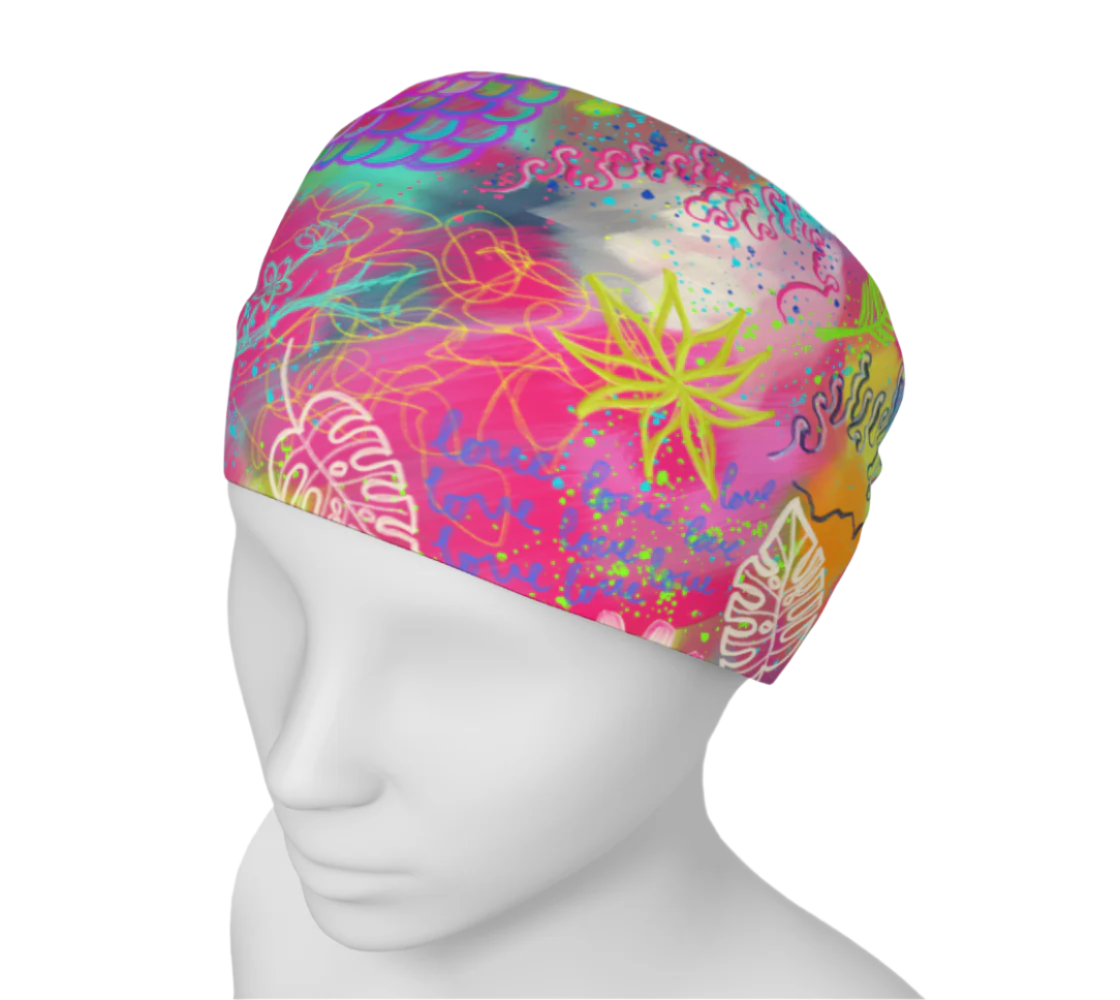 pink tropical wide headband