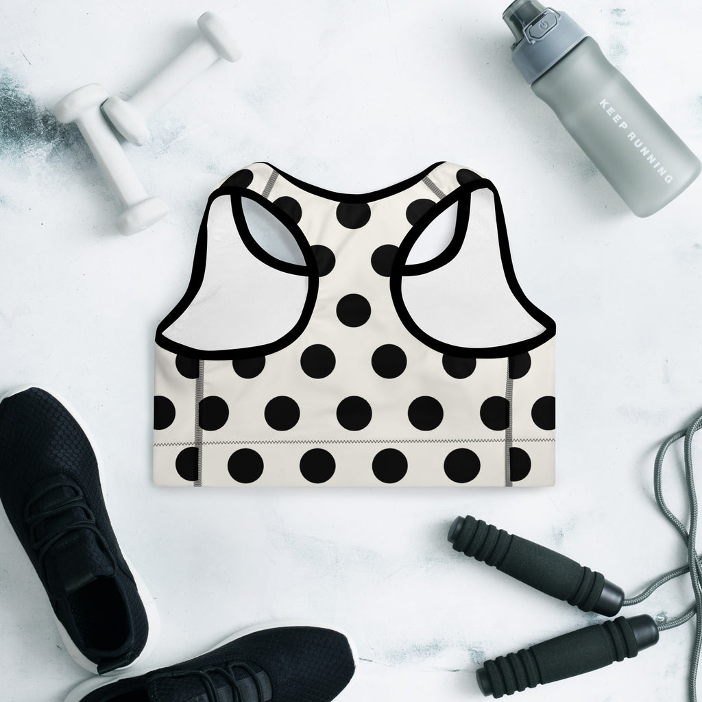 Polka dots sports bra flat view back side